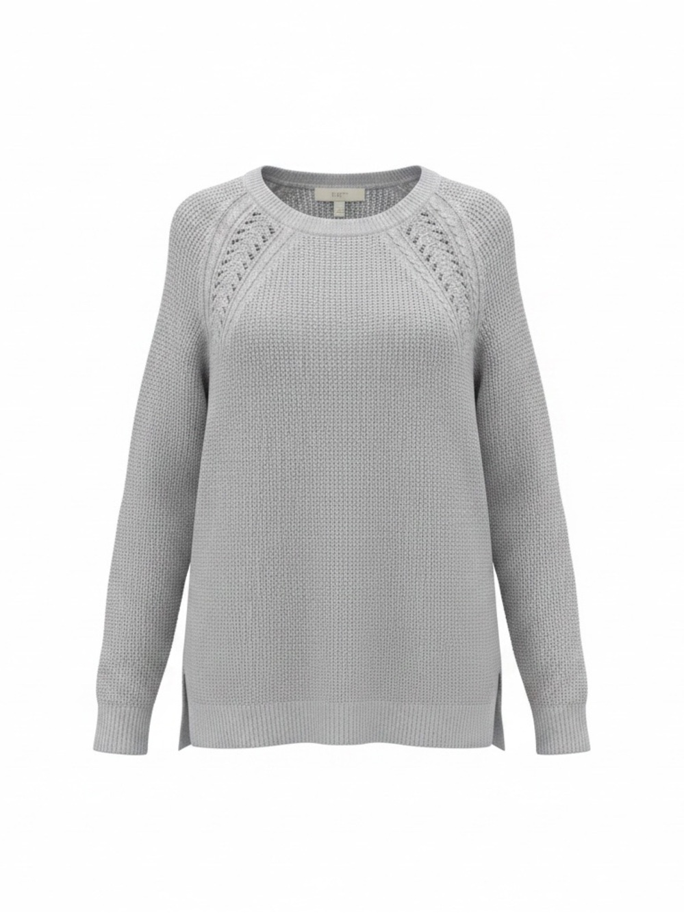 Loft Cotton Blend Knit Gray Raglan Sleeves Oversized Sweater Size XXS